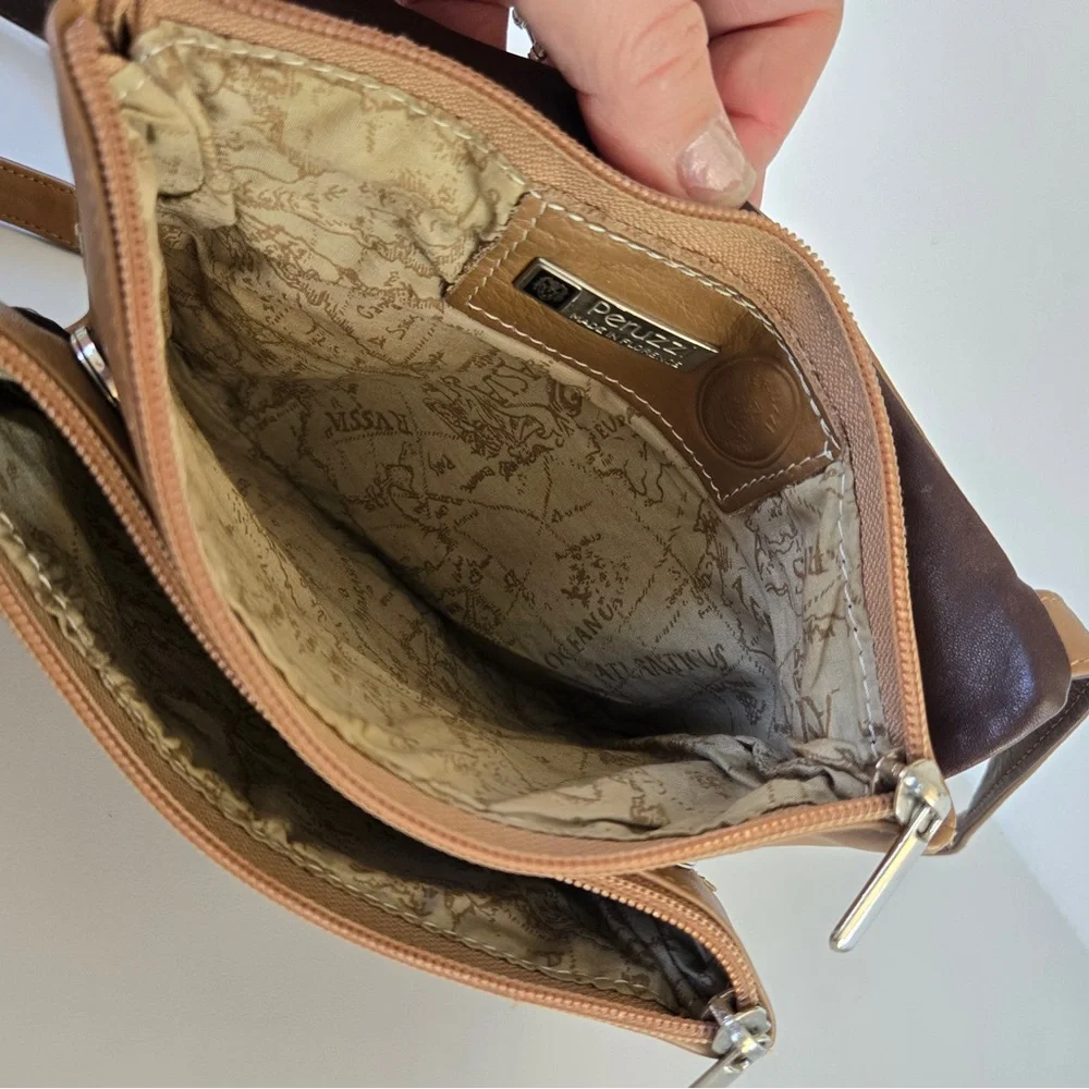 Peruzzi Made in Florence Genuine Leather Brown Crossbody Bag | Italian Leather